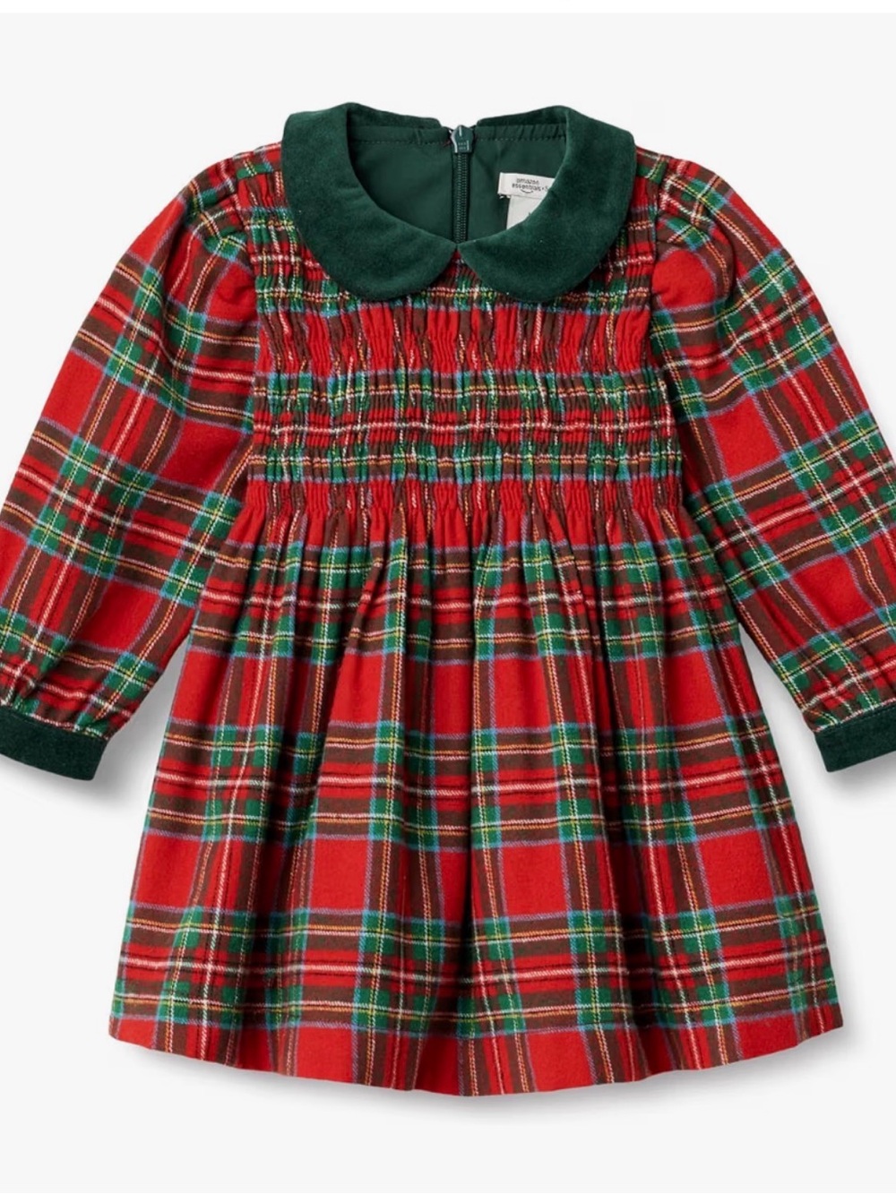 Baby Girls' Long Sleeve Flannel Dress, Cherry Red Festive Plaid 18 months